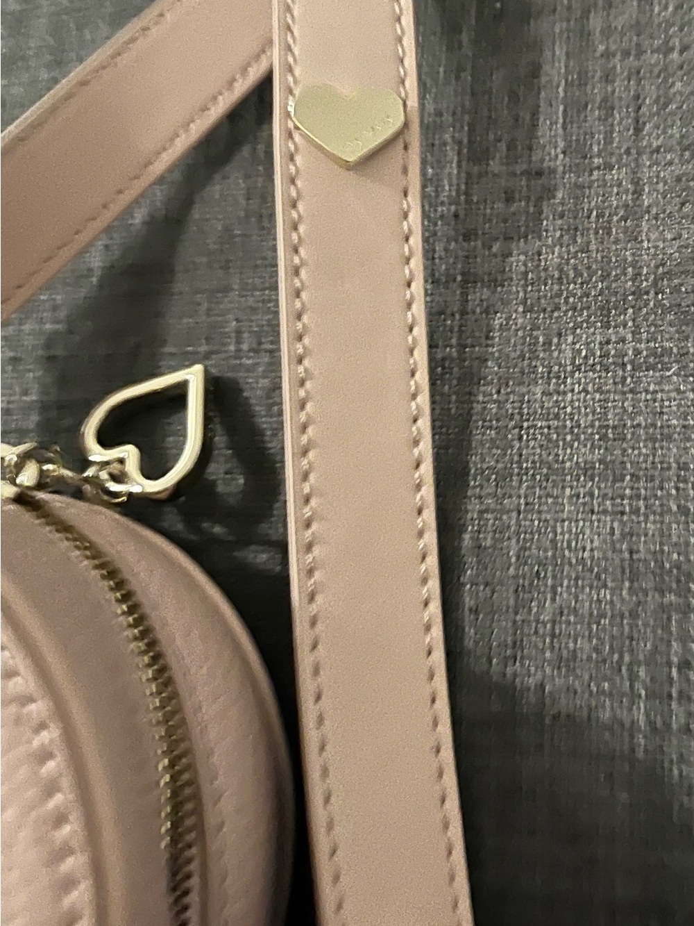 Ted Baker Pale Pink Pebbled Leather Heart-Shaped Crossbody Bag  gold -accents - Picture 15 of 15